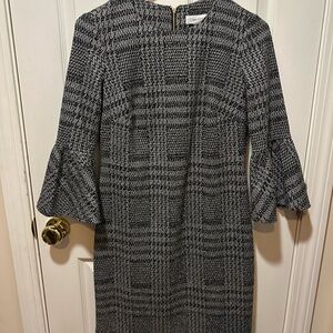 Calvin Klein Black and Gray Long Sleeve Dress